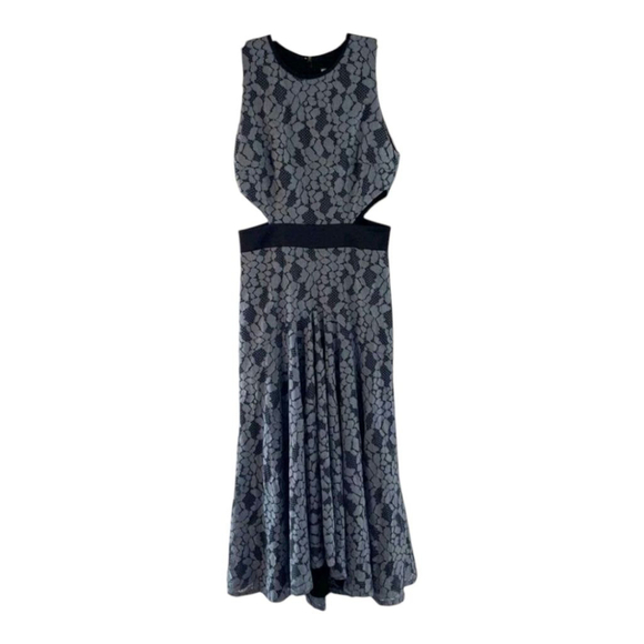 Alexis Dress Size S Blue & Black Lace Cutout Midi - Picture 3 of 5